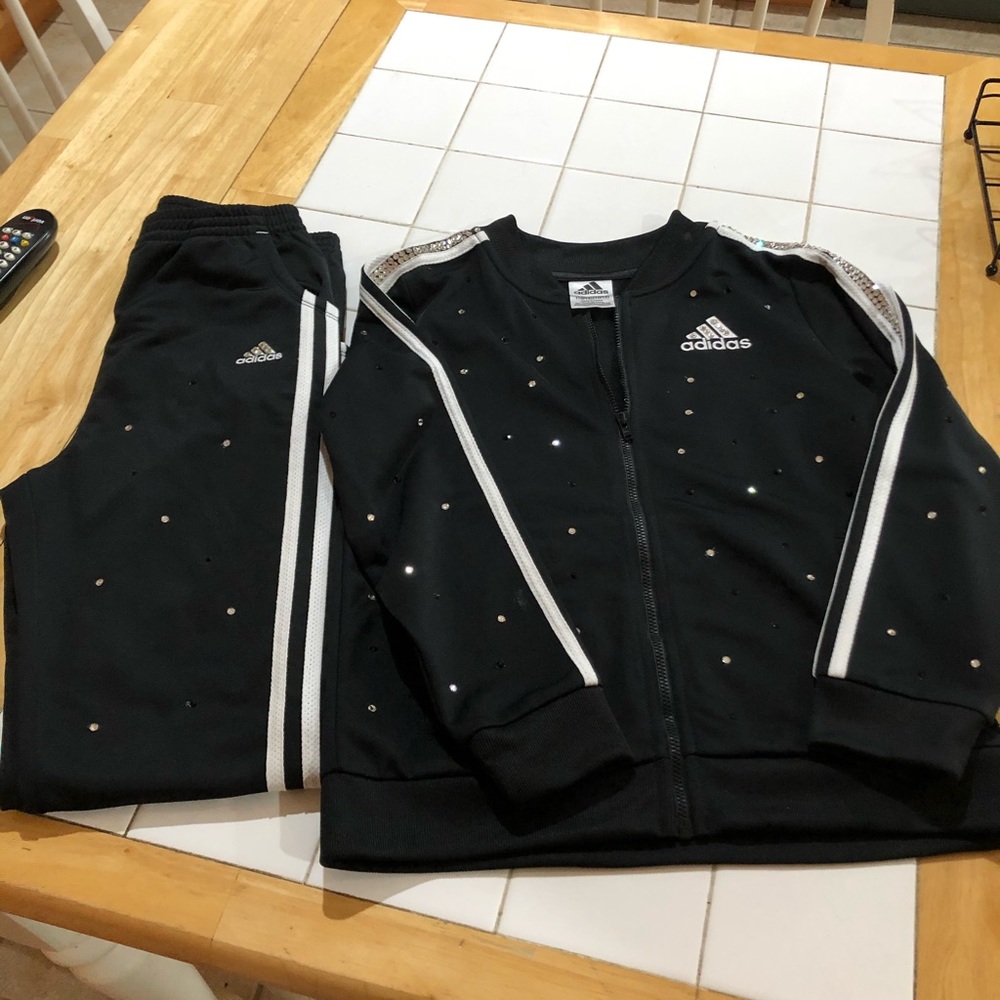 Girls Addias crystal embellished track suit